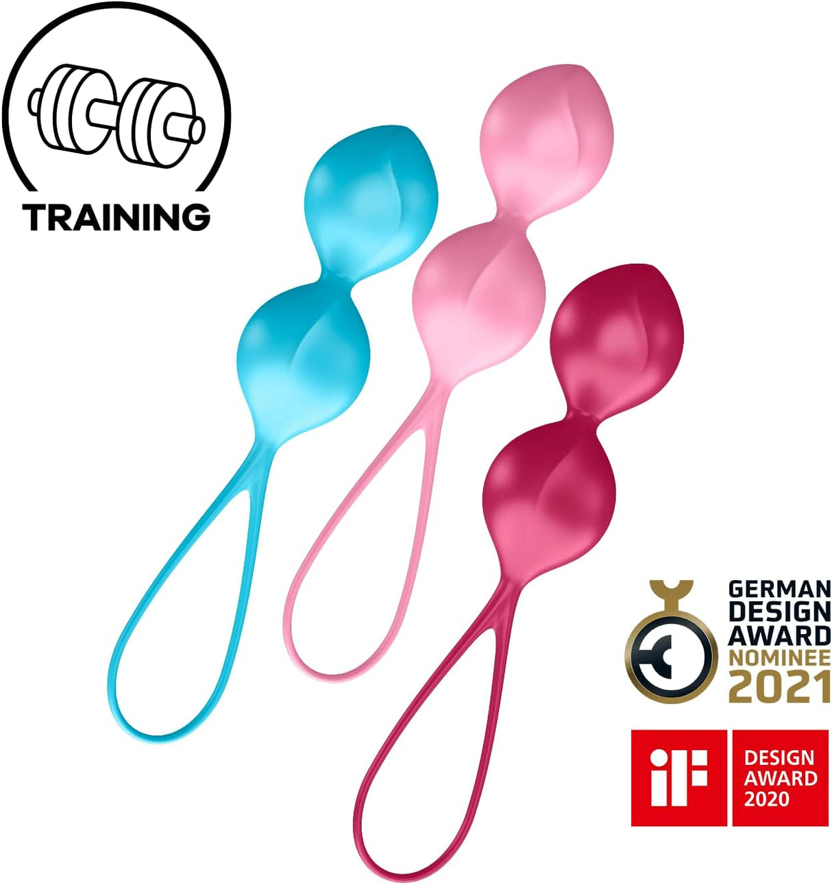 Satisfyer V Balls Kegel Ball Exercise Weights, Ben Wa Balls, Pelvic Floor Training, Tightening, Ideal for Beginners, 3-Piece Set (2.79-5.30 oz.)