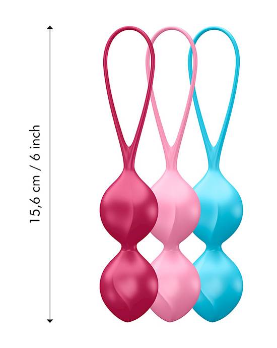 Satisfyer V Balls Kegel Ball Exercise Weights, Ben Wa Balls, Pelvic Floor Training, Tightening, Ideal for Beginners, 3-Piece Set (2.79-5.30 oz.)