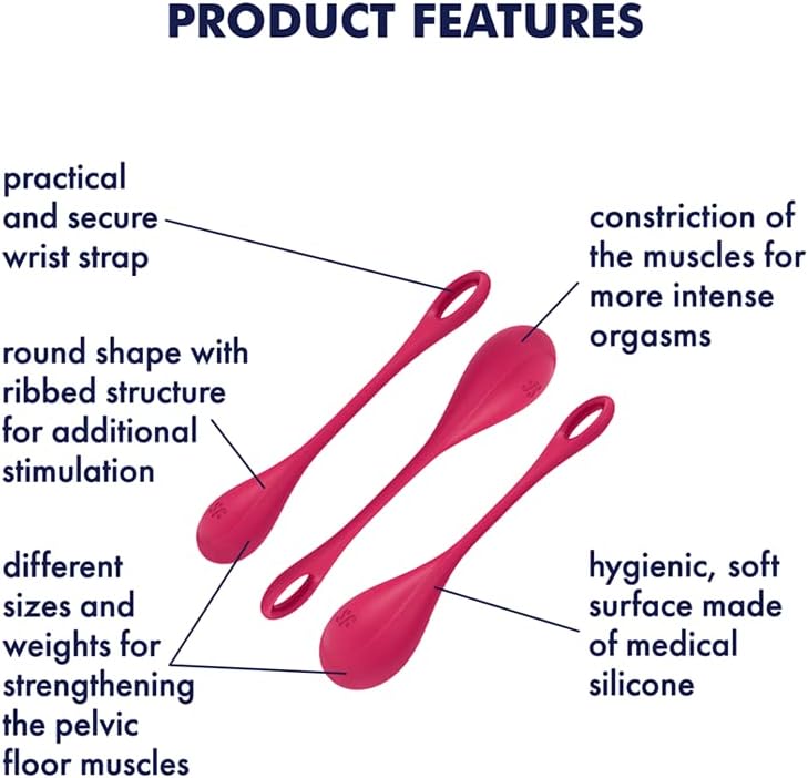 Satisfyer Yoni Power 1 Kegel Balls Kegel Exercise Weights, Ben Wa Balls, Pelvic Floor Training, Tightening, Ideal for Beginners, 3-Piece Set