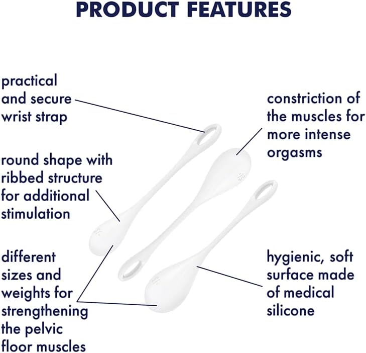 Satisfyer Yoni Power 1 Kegel Balls Kegel Exercise Weights, Ben Wa Balls, Pelvic Floor Training, Tightening, Ideal for Beginners, 3-Piece Set