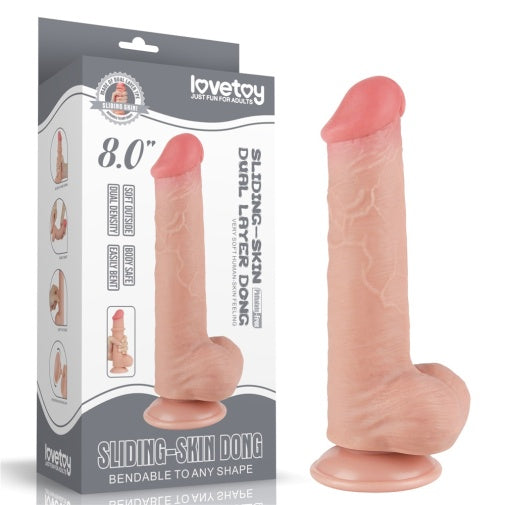 8'' Sliding Skin Dual Density Dildo With Balls