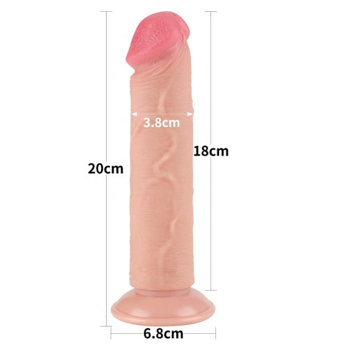 8" Sliding Skin Dual Density Dildo Without balls