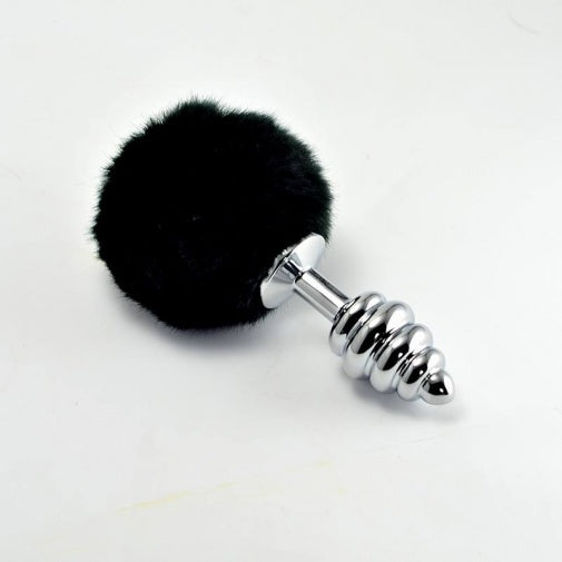 Spiral Pompon Metal Butt Plug