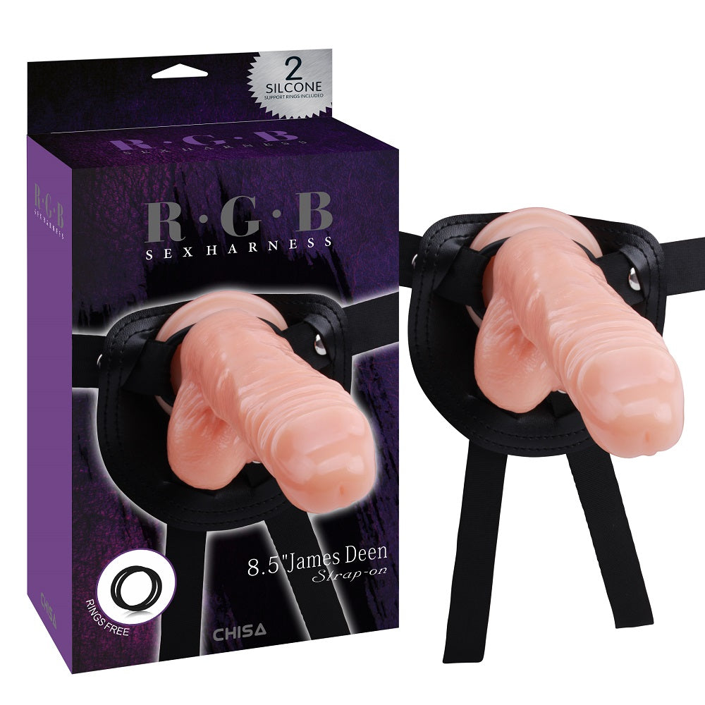 R.G.B 8.5" JAMES DEEN Strap-On Dildo