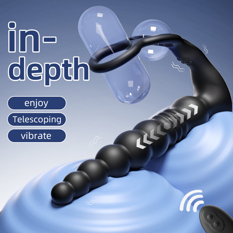 Thrusting Anal Beads with Cock Ring with Remote control