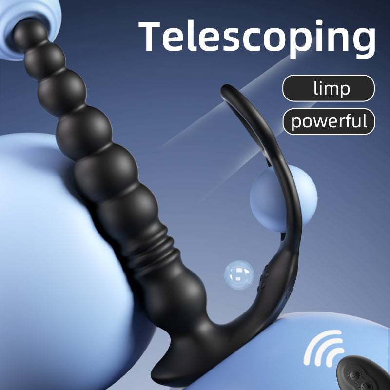 Thrusting Anal Beads with Cock Ring with Remote control