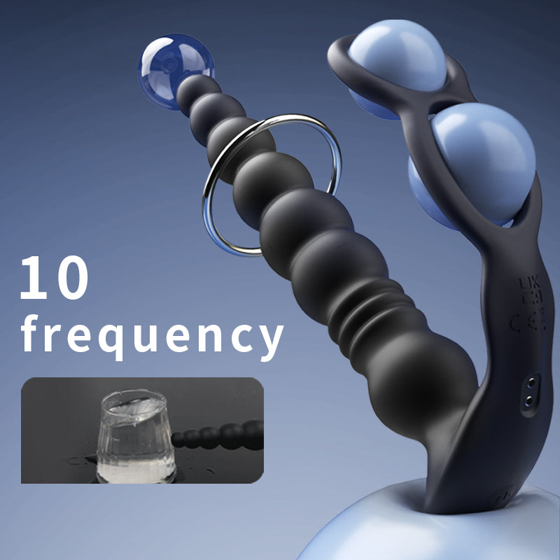 Thrusting Anal Beads with Cock Ring with Remote control