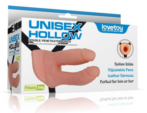 6 inch Unisex hollow Strap On Double-Headed Dildo