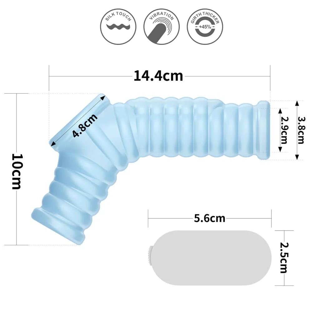 Vibrating Wave Knights Ring with Scrotum Sleeve - Blue