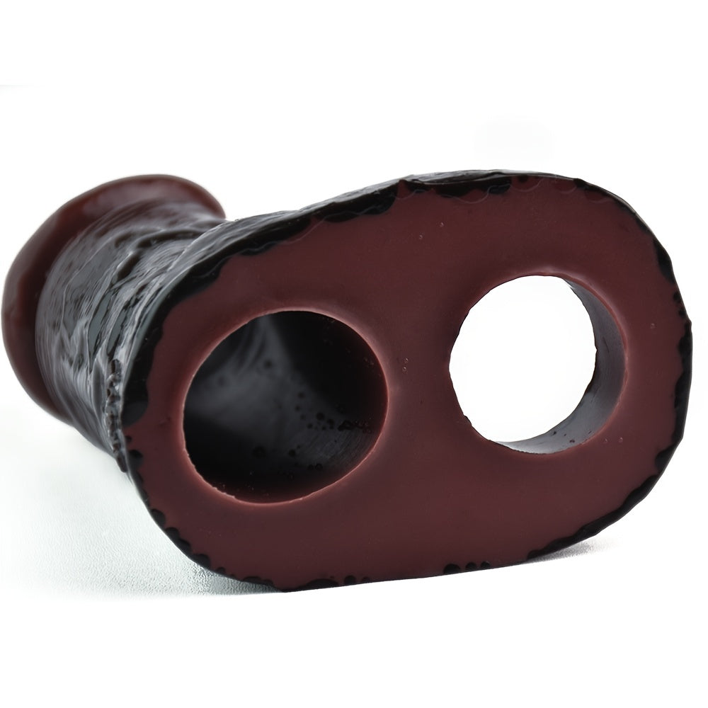 S8105 Silicone Realistic Hollow Dildo Penis Sleeve With Penis Ring