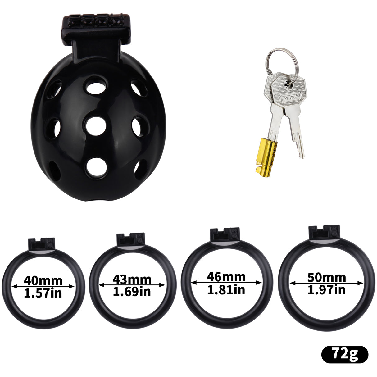 FAAK wearable ABS resin hollow chastity Cage with 4 rings.