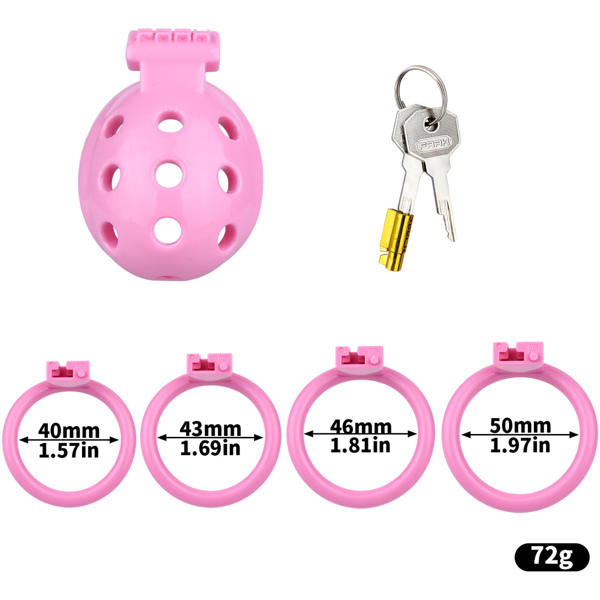 FAAK wearable ABS resin hollow chastity Cage with 4 rings.