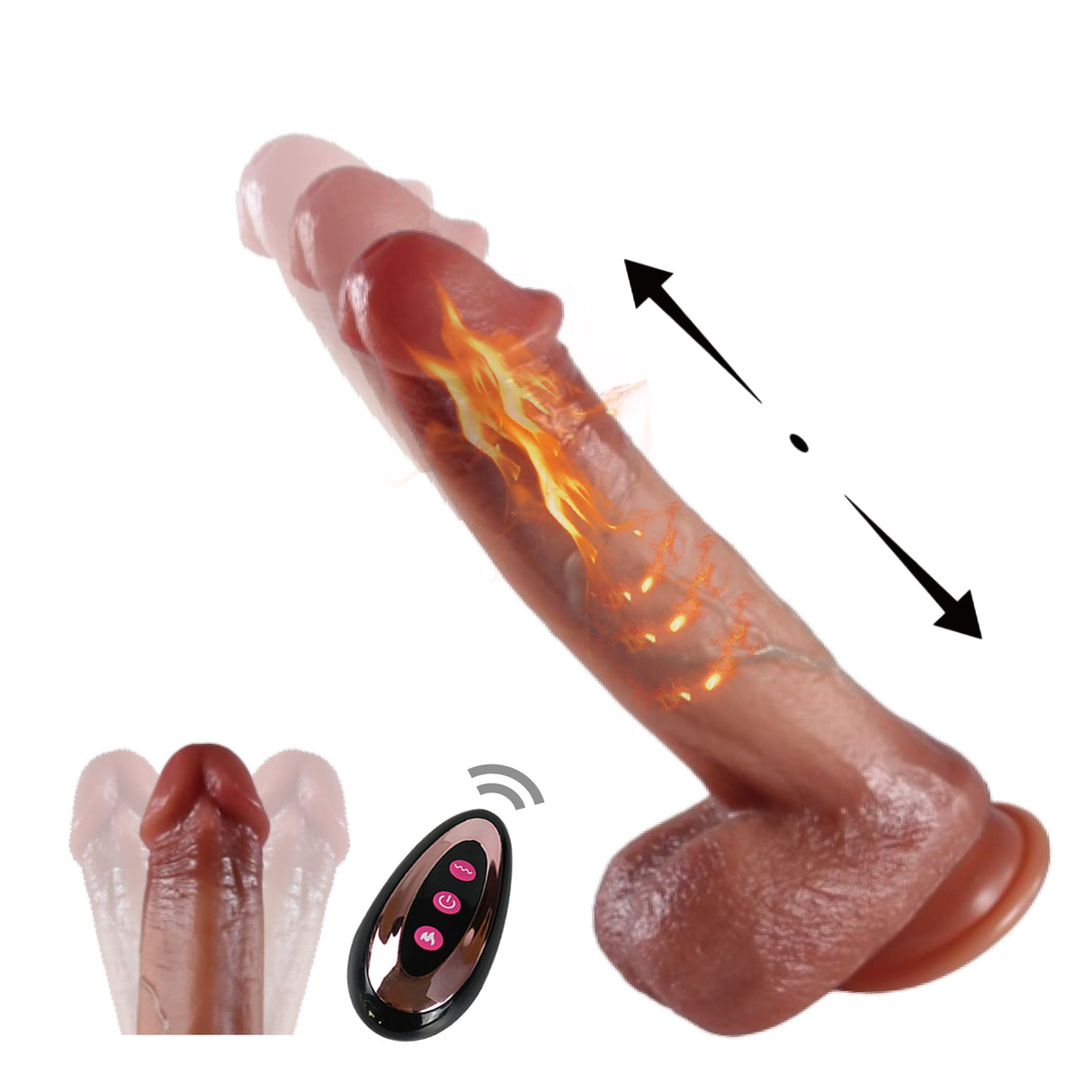 YIQU 21.84cm Realistic Brown 10 Telescopic Modes And 10 Vibratory Modes Penis
