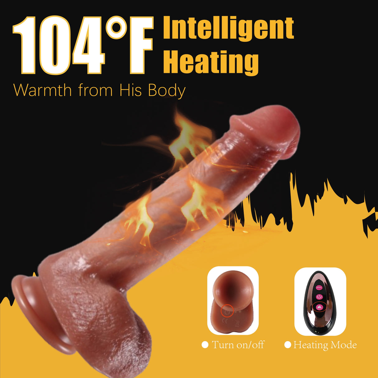 YIQU 21.84cm Realistic Brown 10 Telescopic Modes And 10 Vibratory Modes Penis