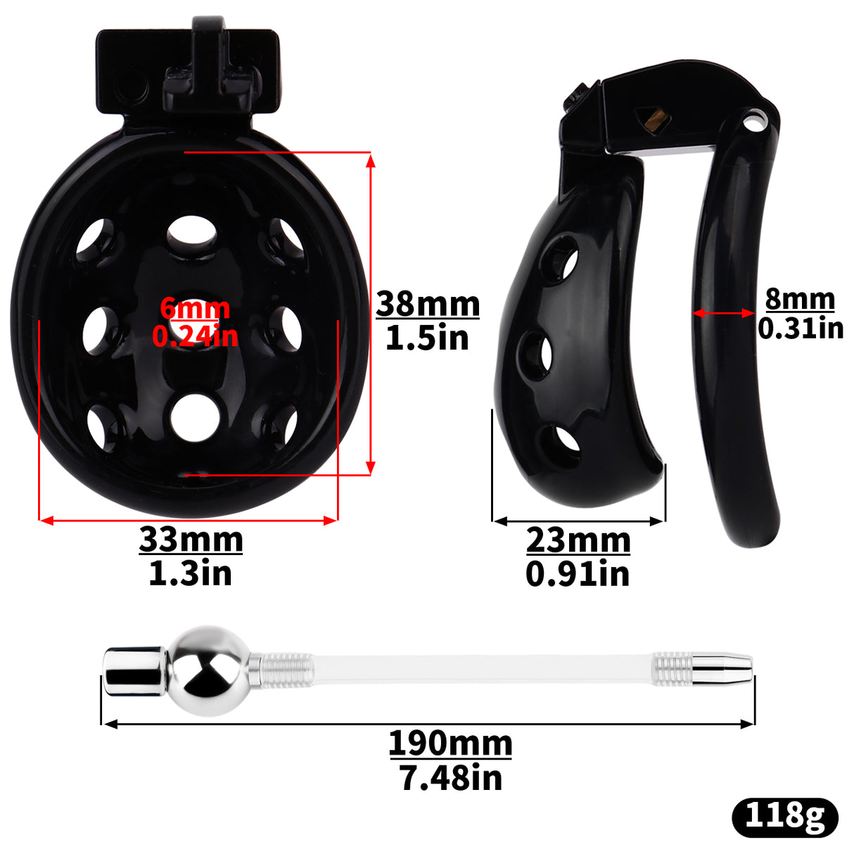 FAAK wearable ABS resin hollow chastity Cage with 4 rings.