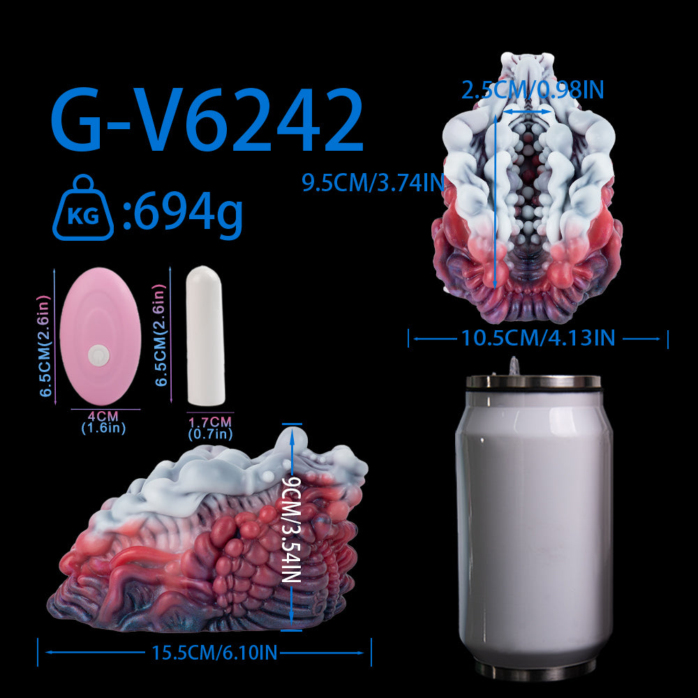 Fantasy Alien Pussy Grinder Sex Toy Platinum Silicone Vibrating Male Masturbator