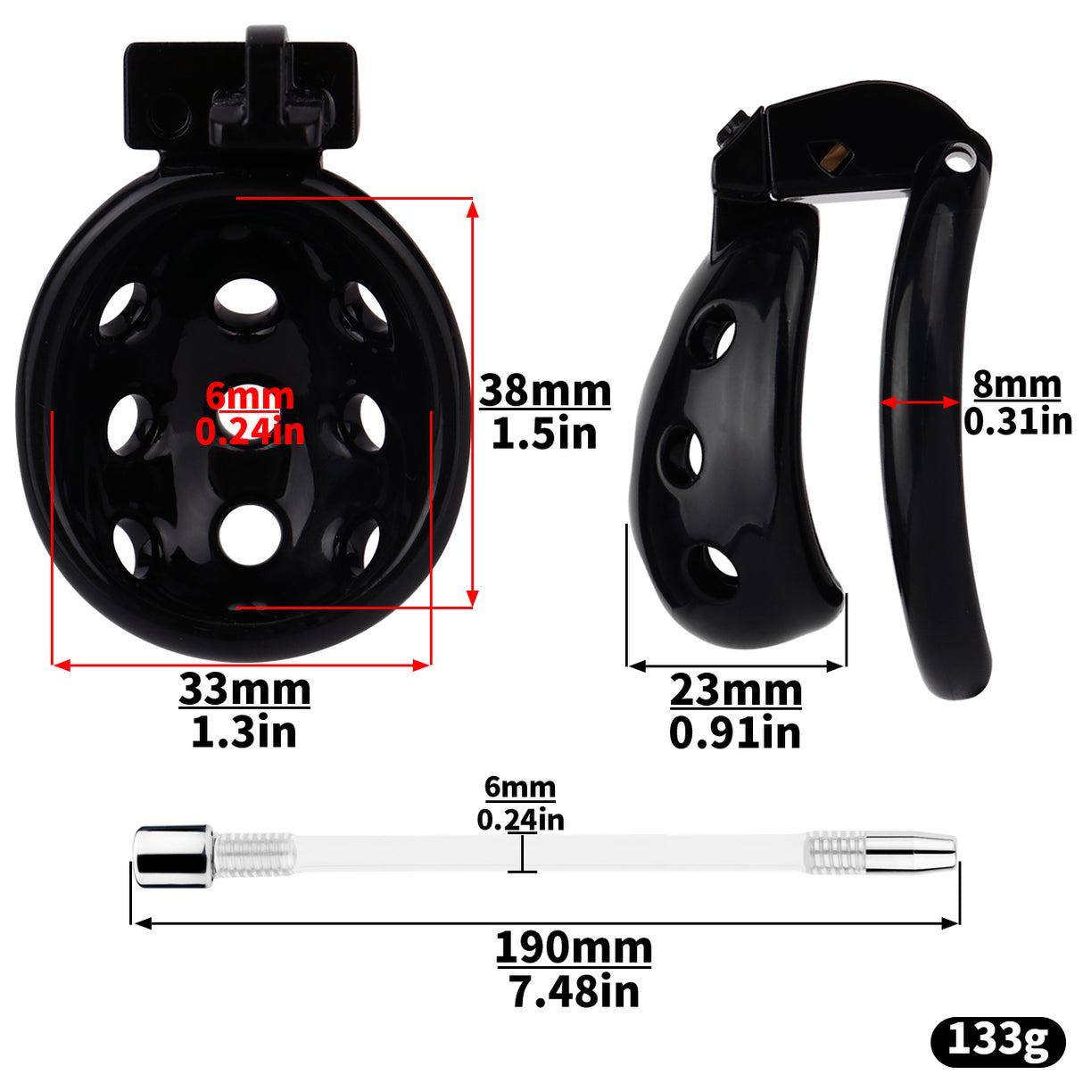 FAAK wearable ABS resin hollow chastity Cage with 4 rings.