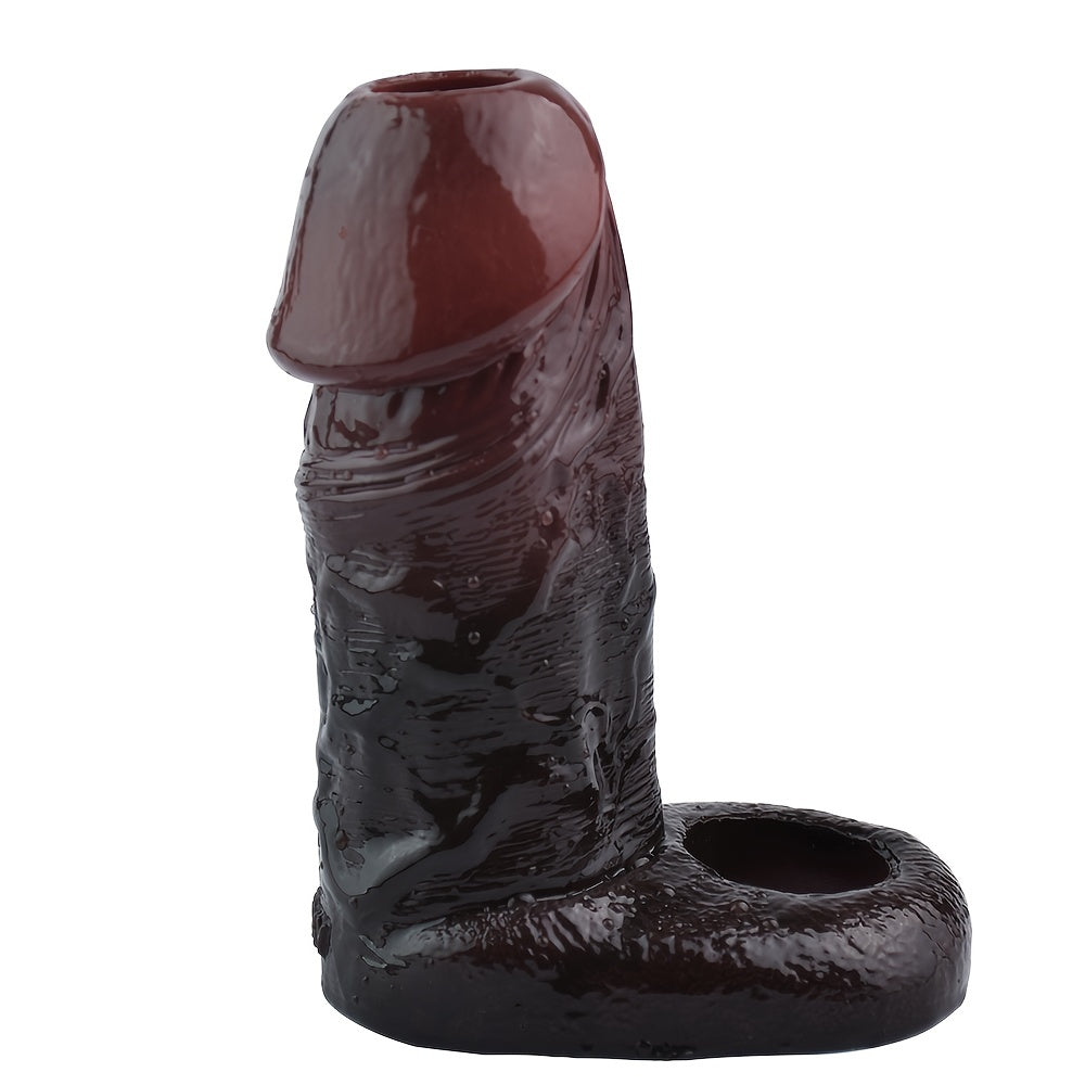 S8105 Silicone Realistic Hollow Dildo Penis Sleeve With Penis Ring