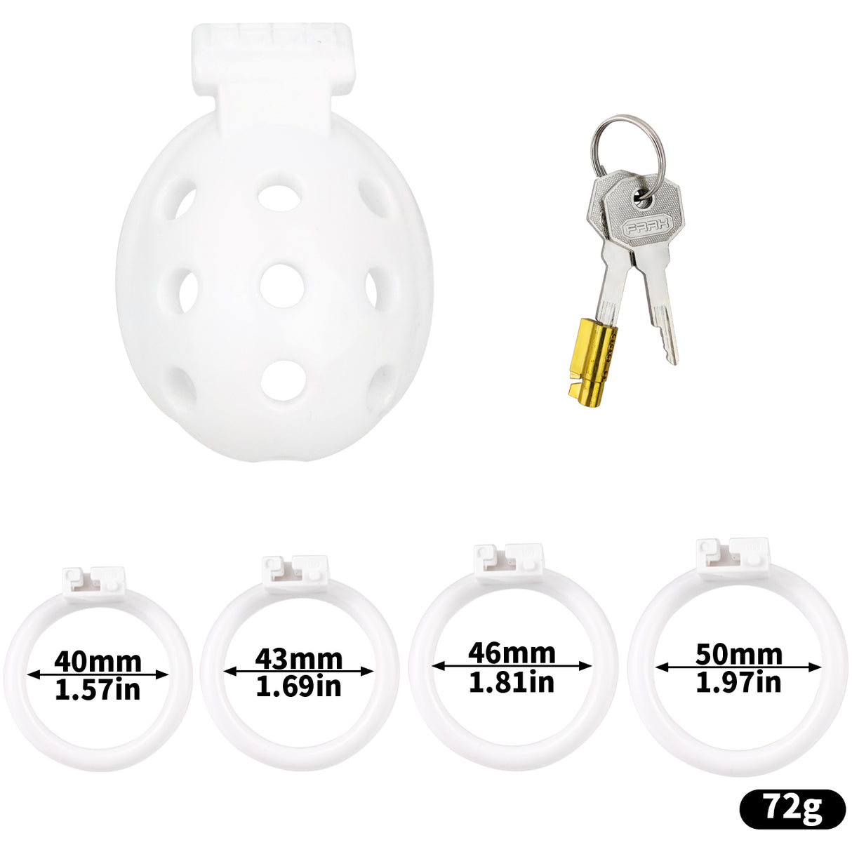 FAAK wearable ABS resin hollow chastity Cage with 4 rings.