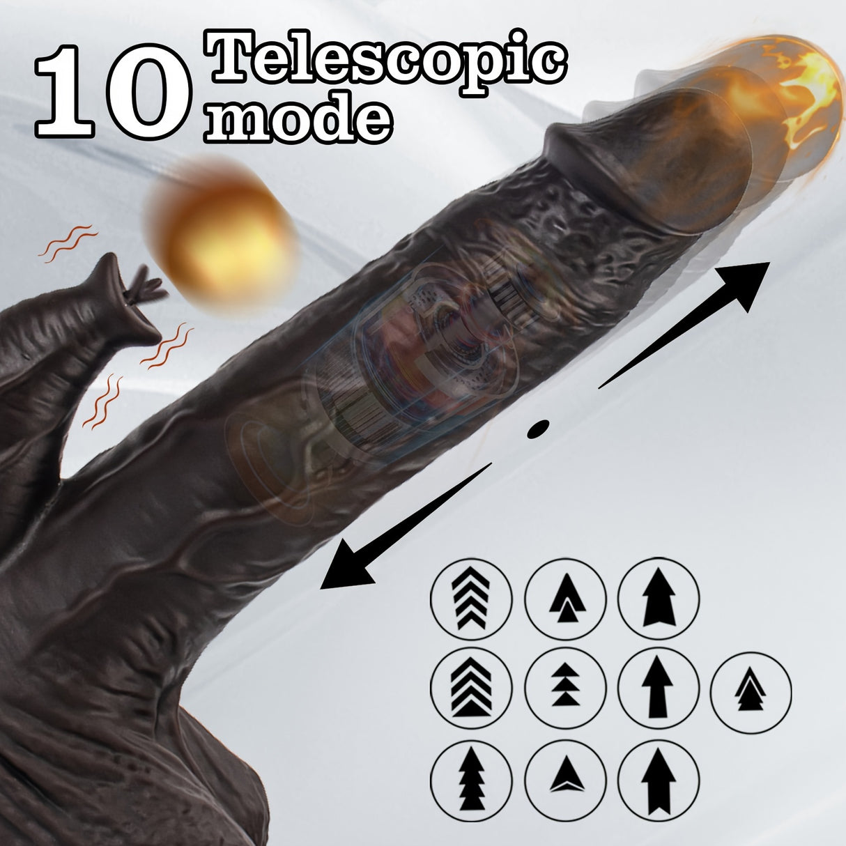 YIQU 21.84cm Vibrate Dildo 10 Vibration & 10 Thrusting Heating G-spot Stimulation