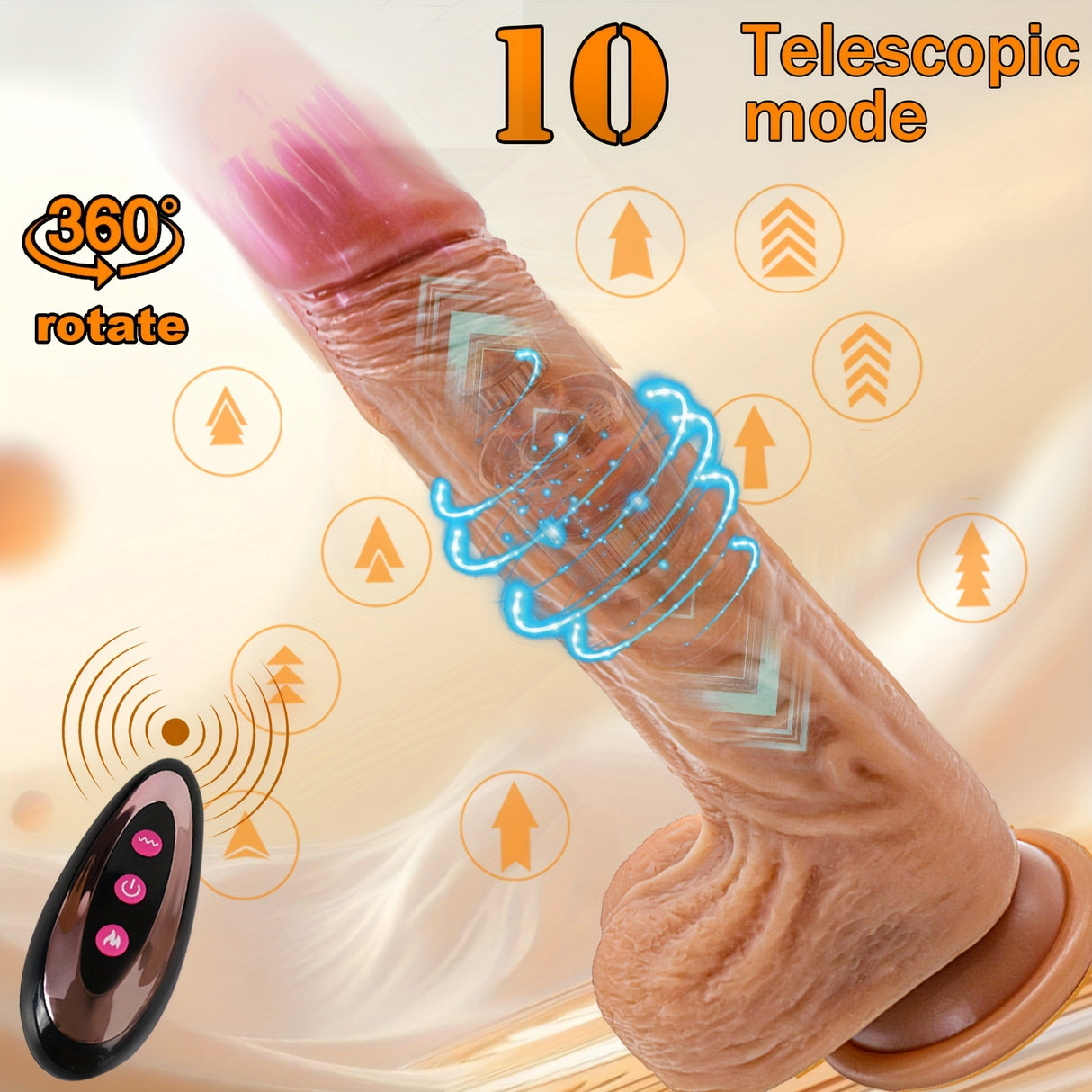 YIQU Remote Control 4 In 1 Realistic Dildos With 10 Thrusting 10 Vibration