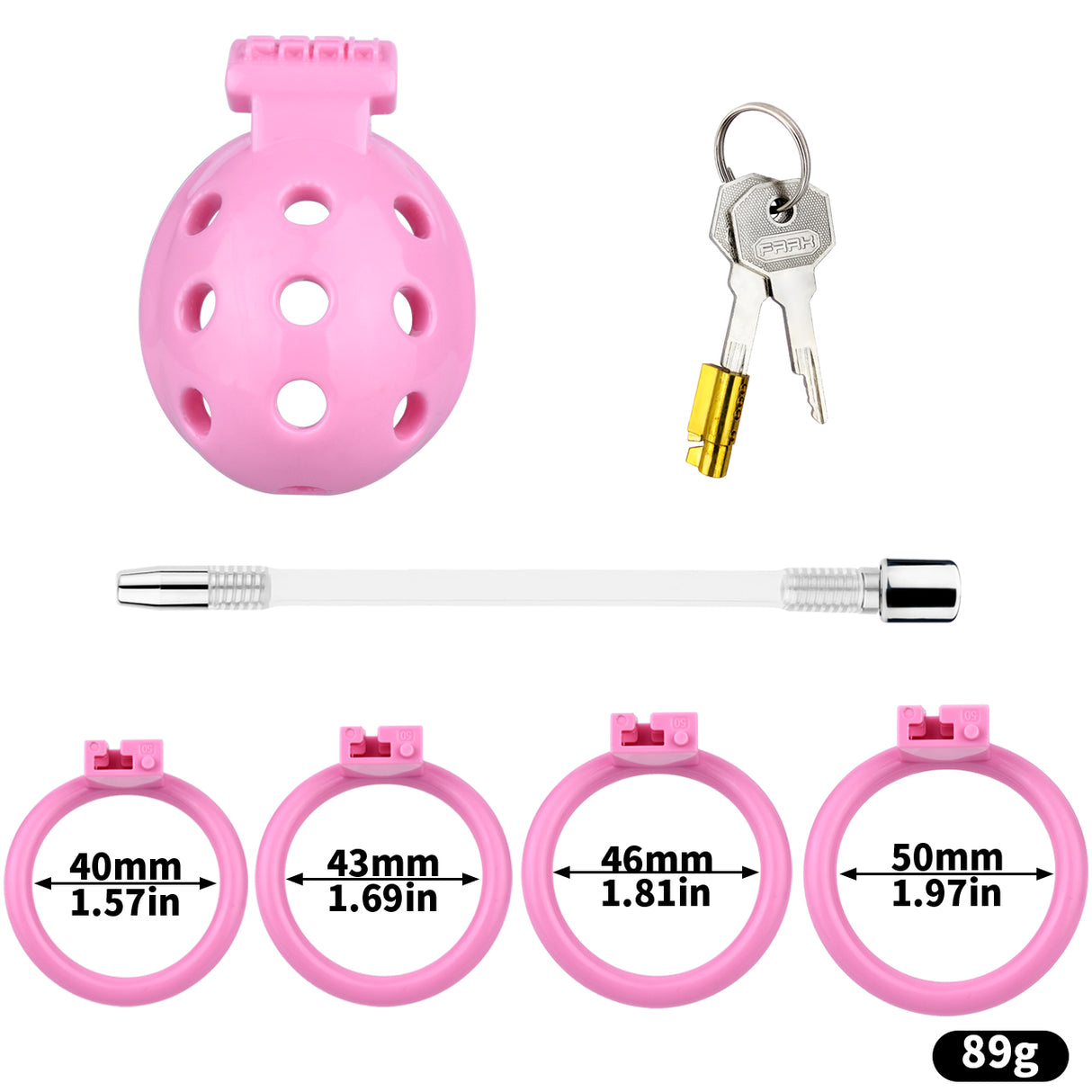 FAAK wearable ABS resin hollow chastity Cage with 4 rings.