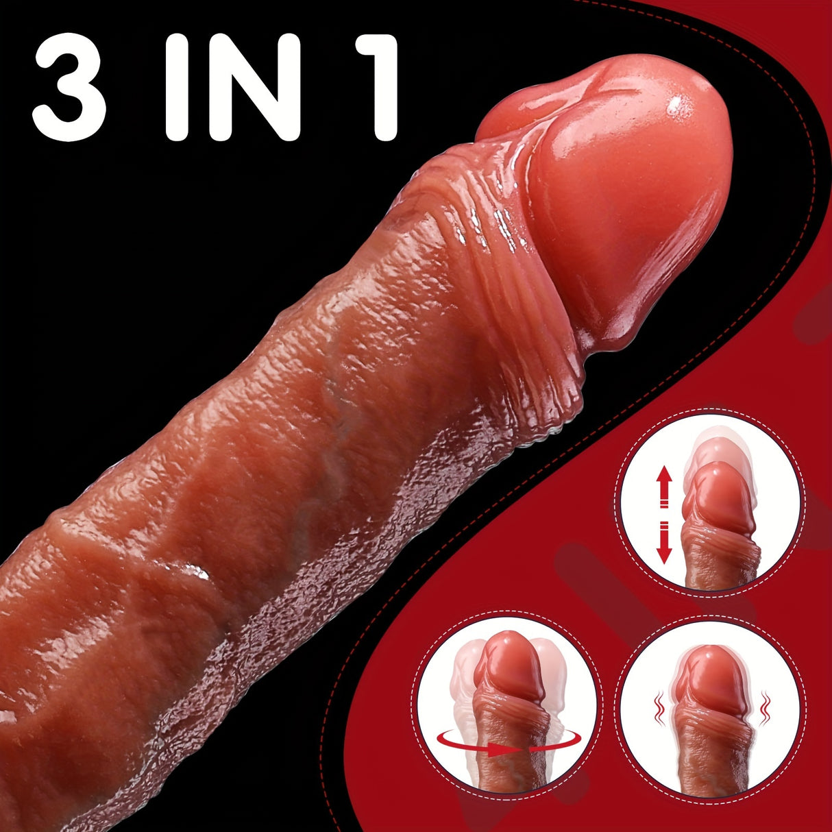 YIQU 4 In 1 Realistic Dildos With 10 Thrusting 10 Vibration Rotation Heating Dildo