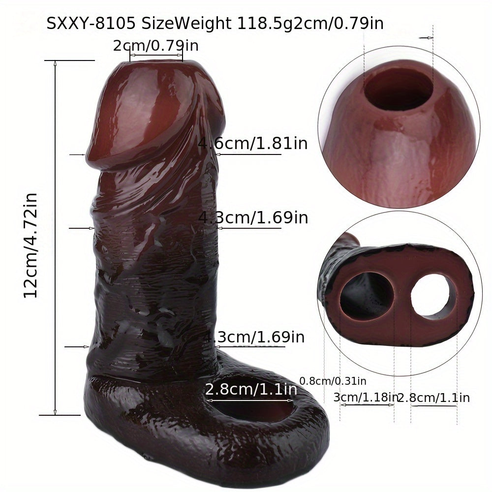 S8105 Silicone Realistic Hollow Dildo Penis Sleeve With Penis Ring