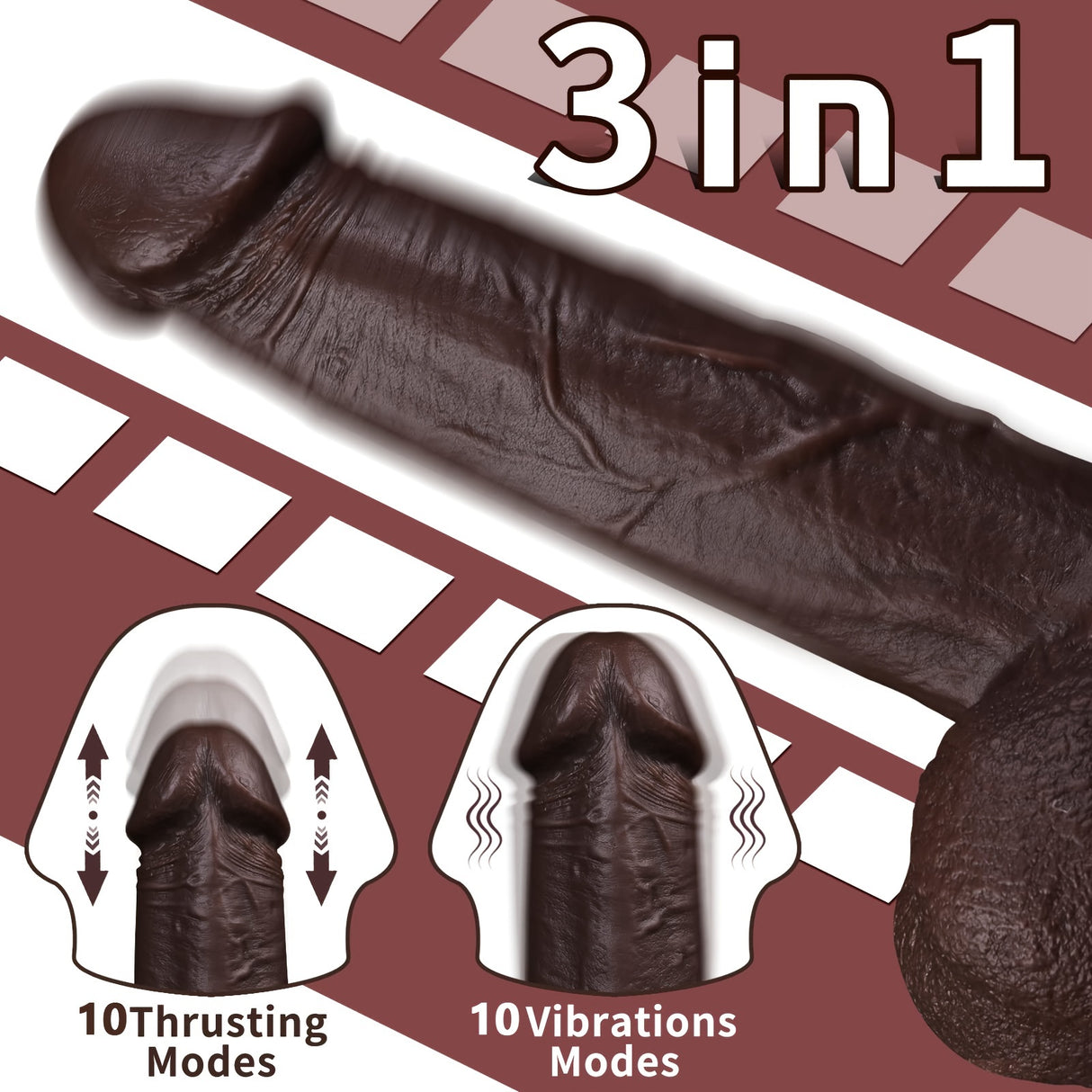 YIQU 21.84cm Thrusting Dildo With 10 Thrusting Modes And 10 Vibration