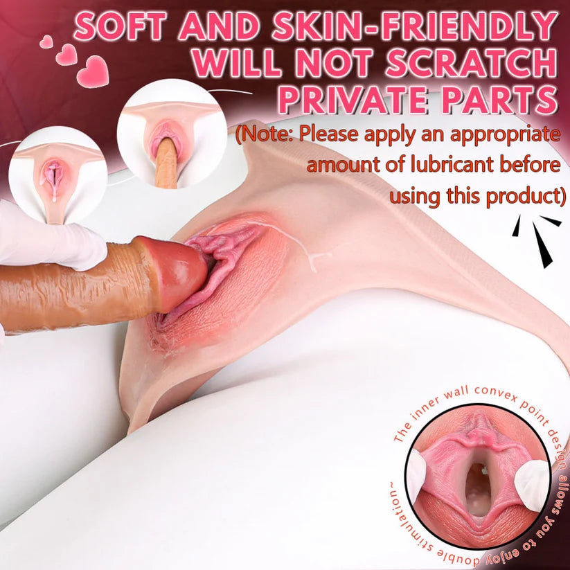 G1221 Boy Style Strapon Realistic Fake Vagina Penis Thrusting Flesh like Silicone Wearable Pants