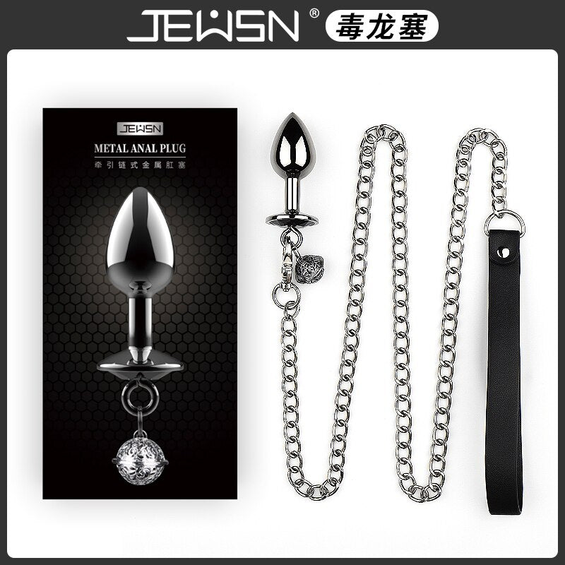 Jeusn Metal Anal Plug With Chain Rope
