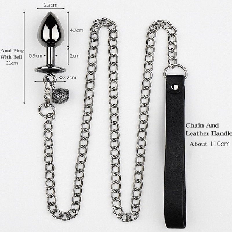 Jeusn Metal Anal Plug With Chain Rope