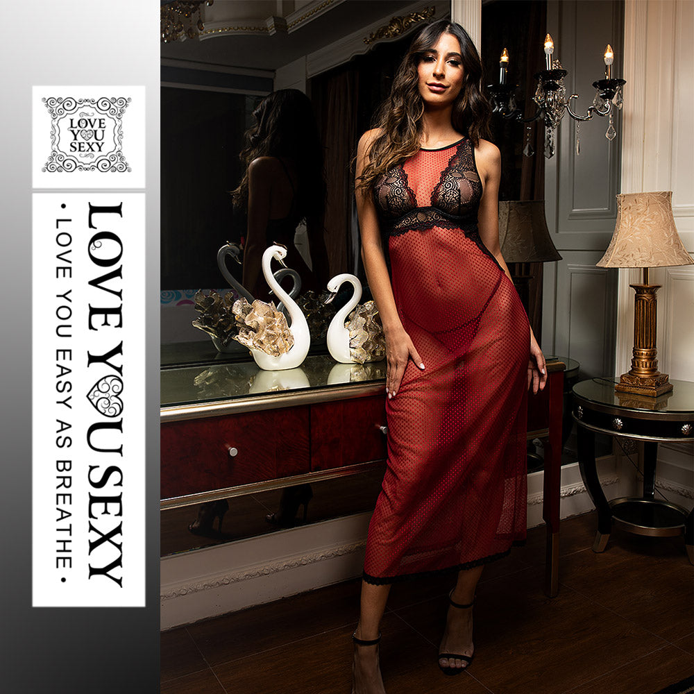 LYS Hollow Mysterious Mature Transparent babydoll lingerie