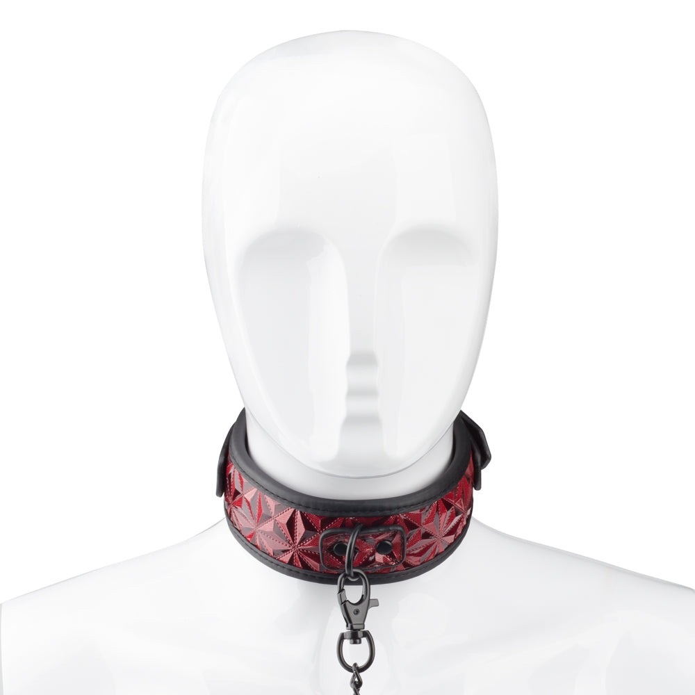 BF-40334A Red PU Neck Collar With Chain