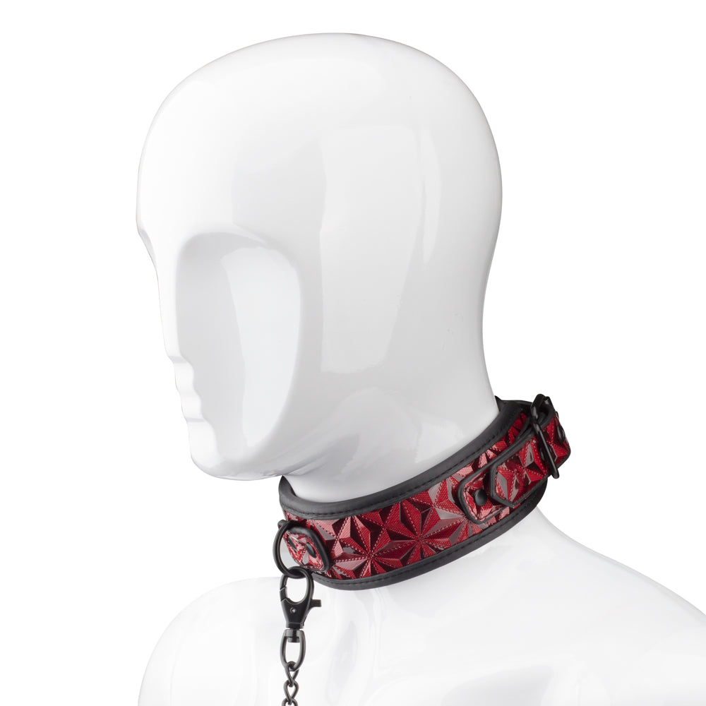 BF-40334A Red PU Neck Collar With Chain