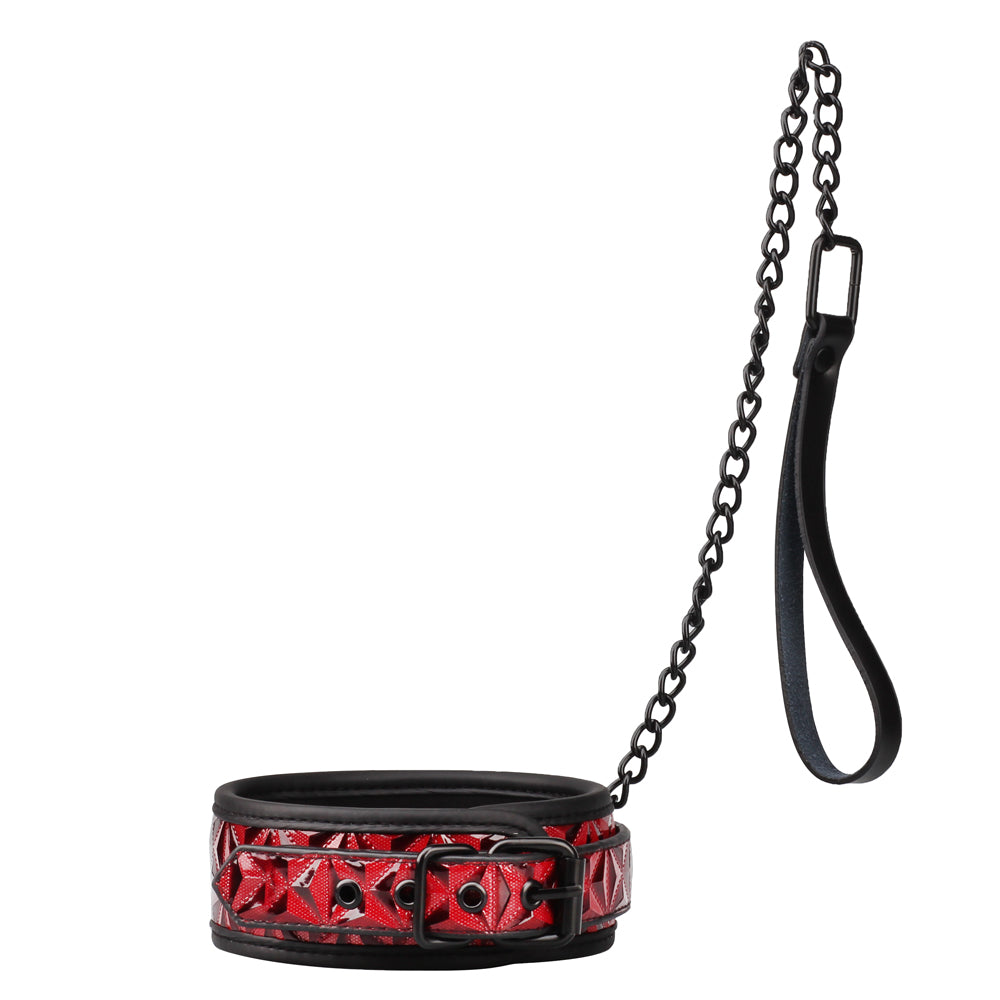 BF-40334A Red PU Neck Collar With Chain