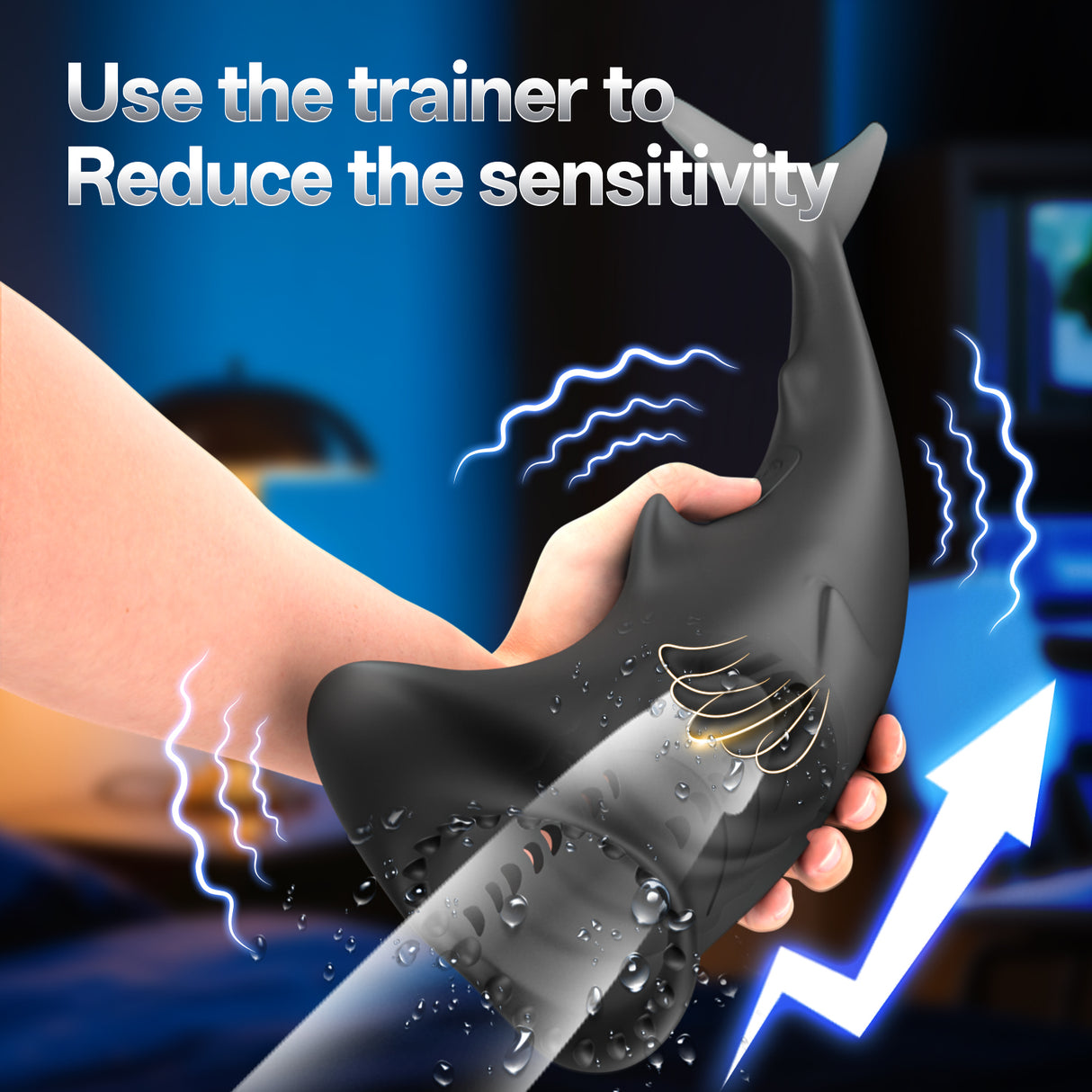 Vibrating Shark shaped Penis Enhancers Trainer Mens Masturbator app control