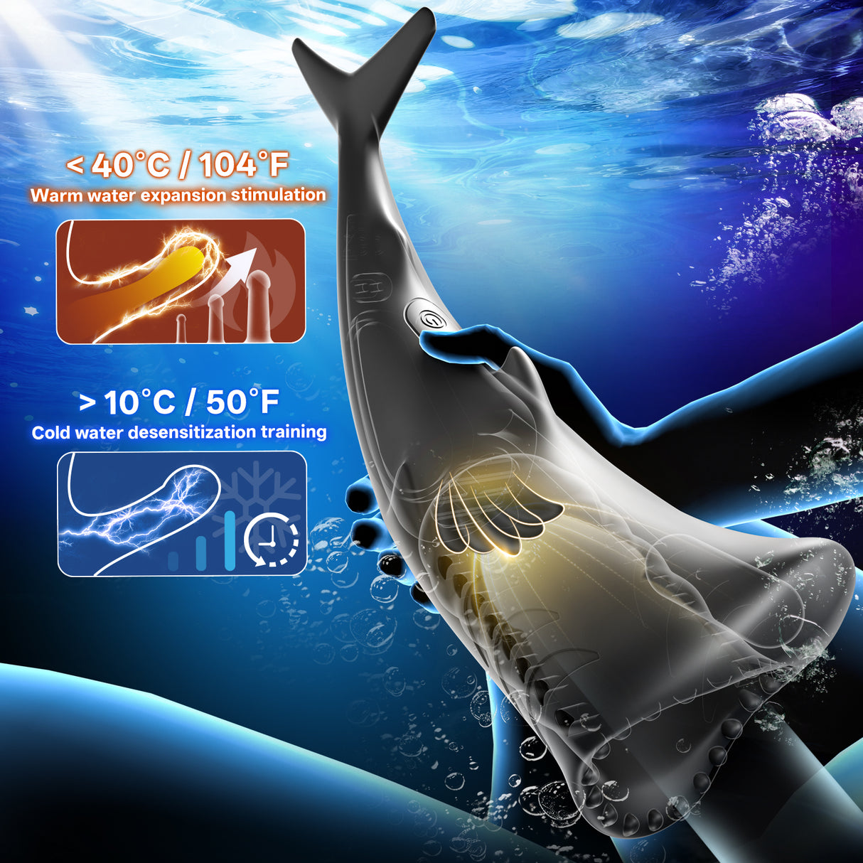 Vibrating Shark shaped Penis Enhancers Trainer Mens Masturbator app control