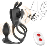 4 In 1 vibrating anal plug cock ring couple sex toys with remote control