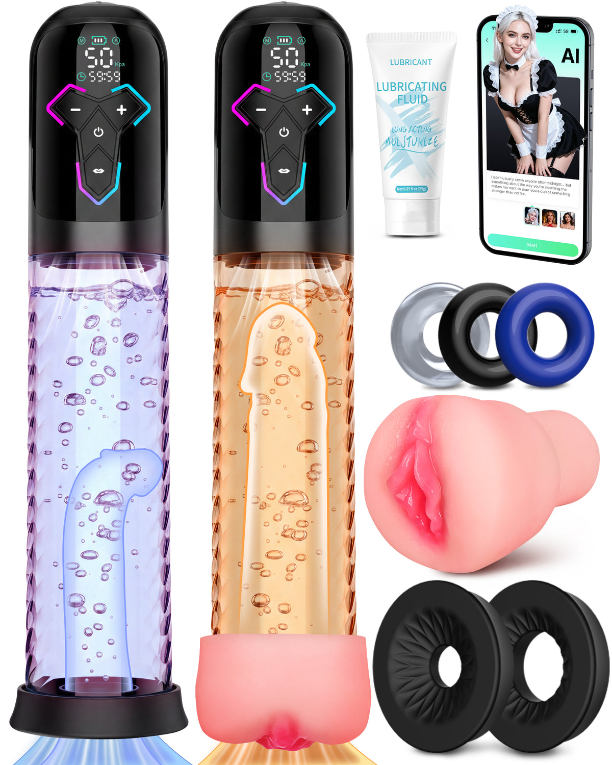 Aierle 2-IN-1  Electric Vacuum Pump Sex Toys Male Enlarger Male with APP control