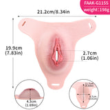 G1155Wearable Flesh Pink Silicone Fake Vagina Pussy Panty Femboy Strap On Sex Toy for Gay Lesbian