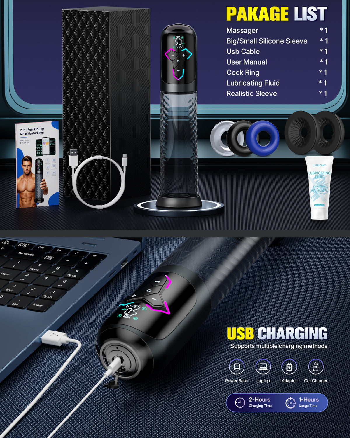 Aierle 2-IN-1  Electric Vacuum Pump Sex Toys Male Enlarger Male with APP control