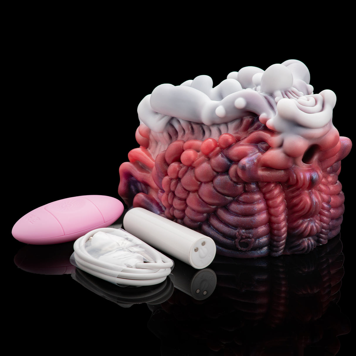 Fantasy Alien Pussy Grinder Sex Toy Platinum Silicone Vibrating Male Masturbator