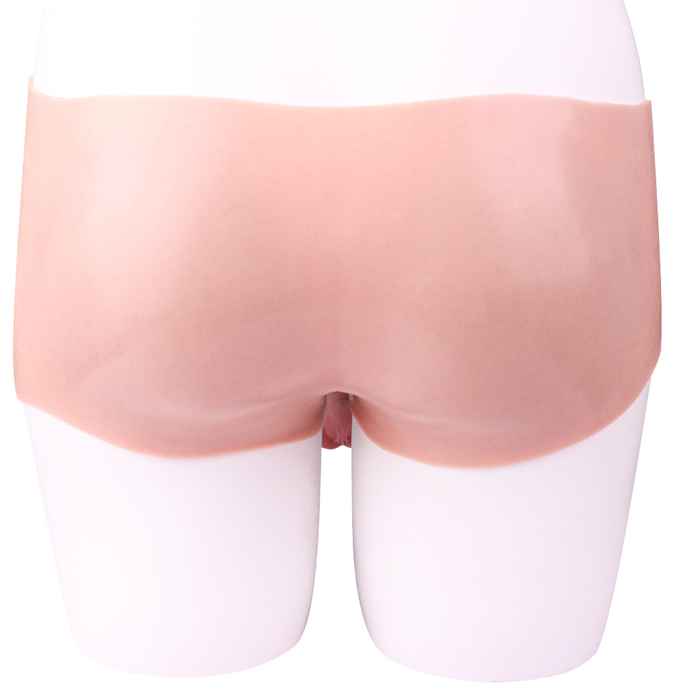 FAAK Wearable Hollow Penis Dildo Silicone Leather Pants for Men