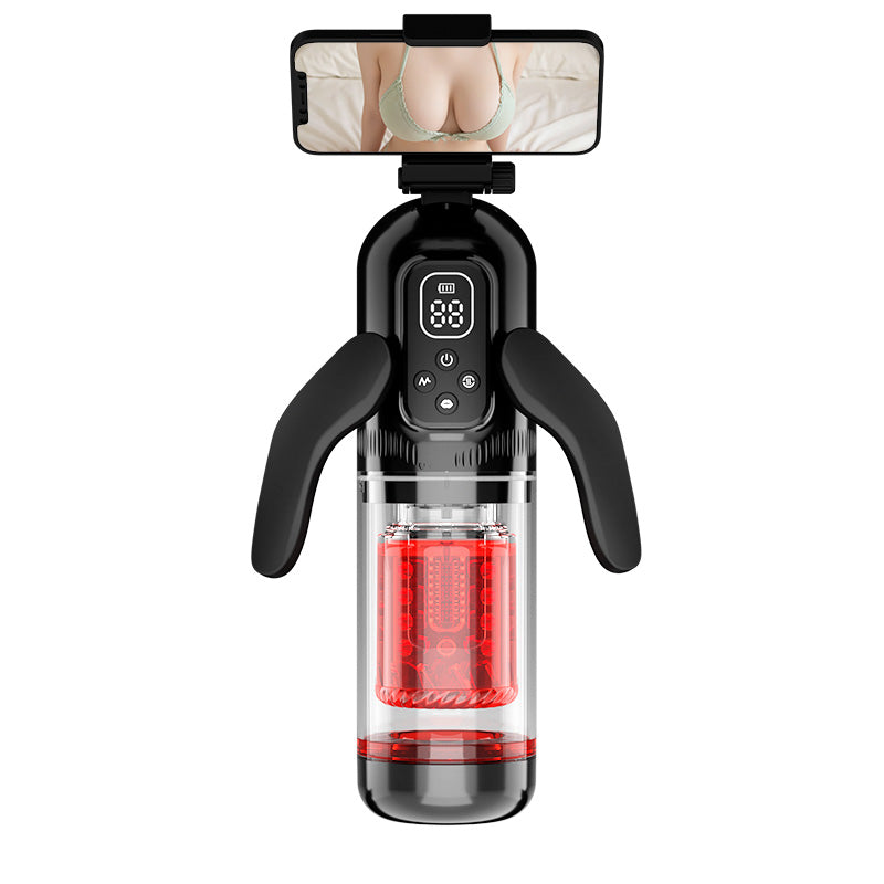 Multi-Frequency Vibration Male Penis Massaging Blowjob Cup - Dual Handle Rotating Masturbation Toys