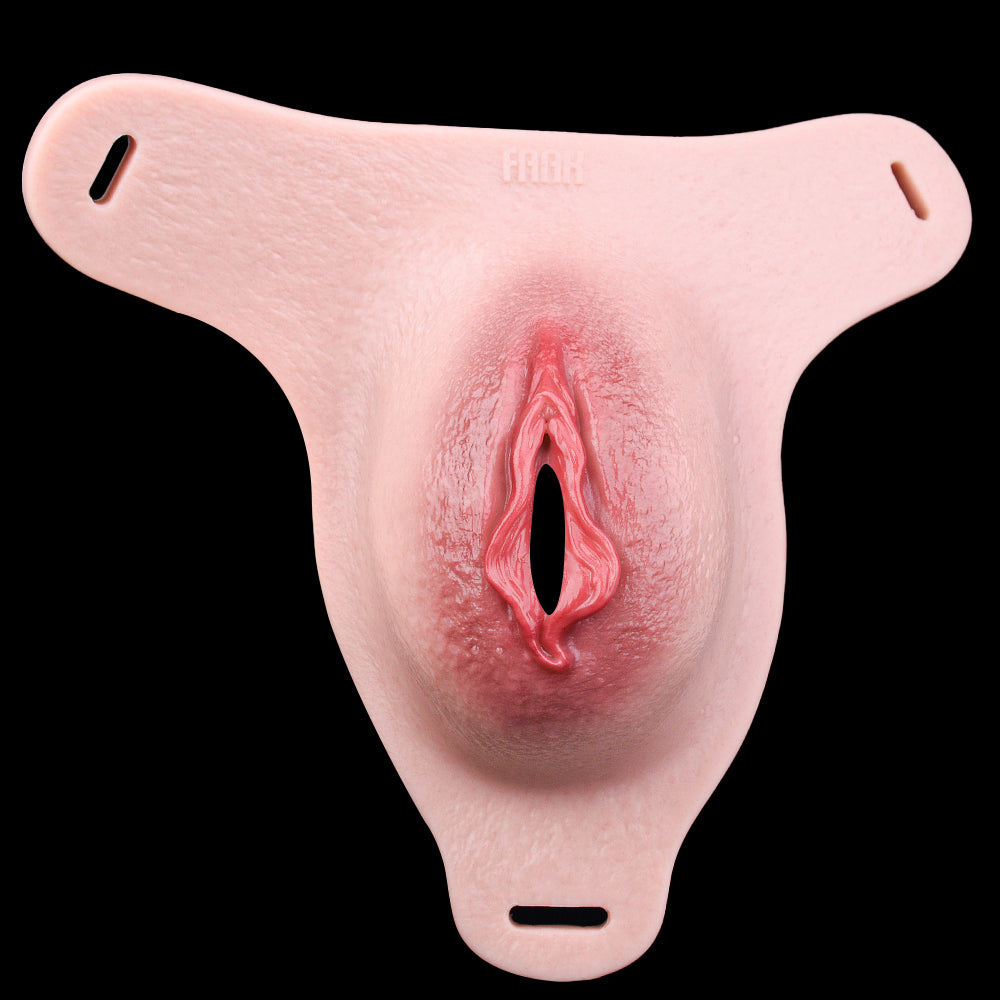 G1155Wearable Flesh Pink Silicone Fake Vagina Pussy Panty Femboy Strap On Sex Toy for Gay Lesbian