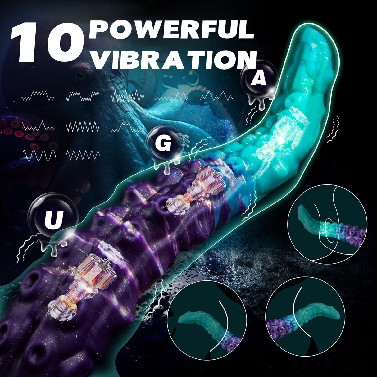 Poseidon - 13.78 Inch Tentacle Dildo - Vibrating Long Deep Dildo