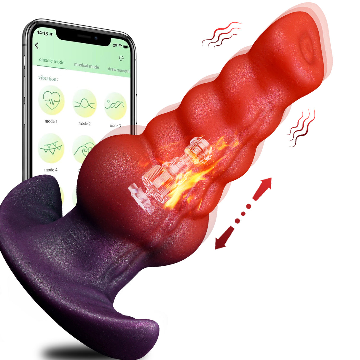 Large Vibrating Thrusting Dildo vibrator butt plug with APP control