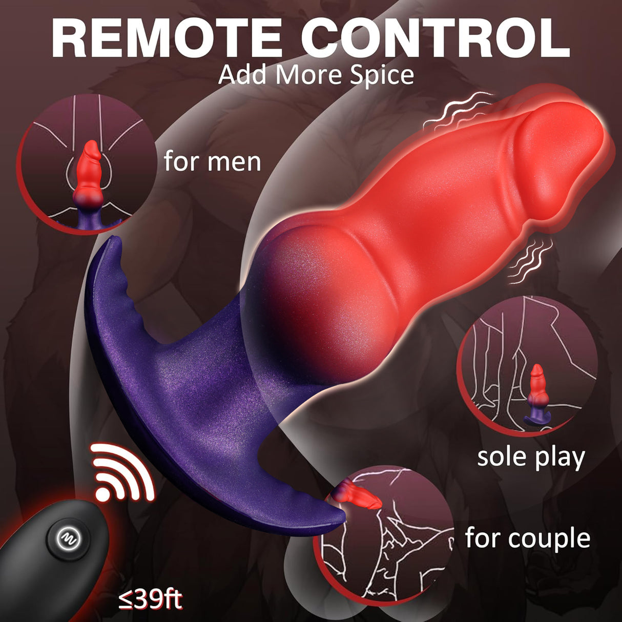 6.88 inch Wearable Butt Plug with remote control