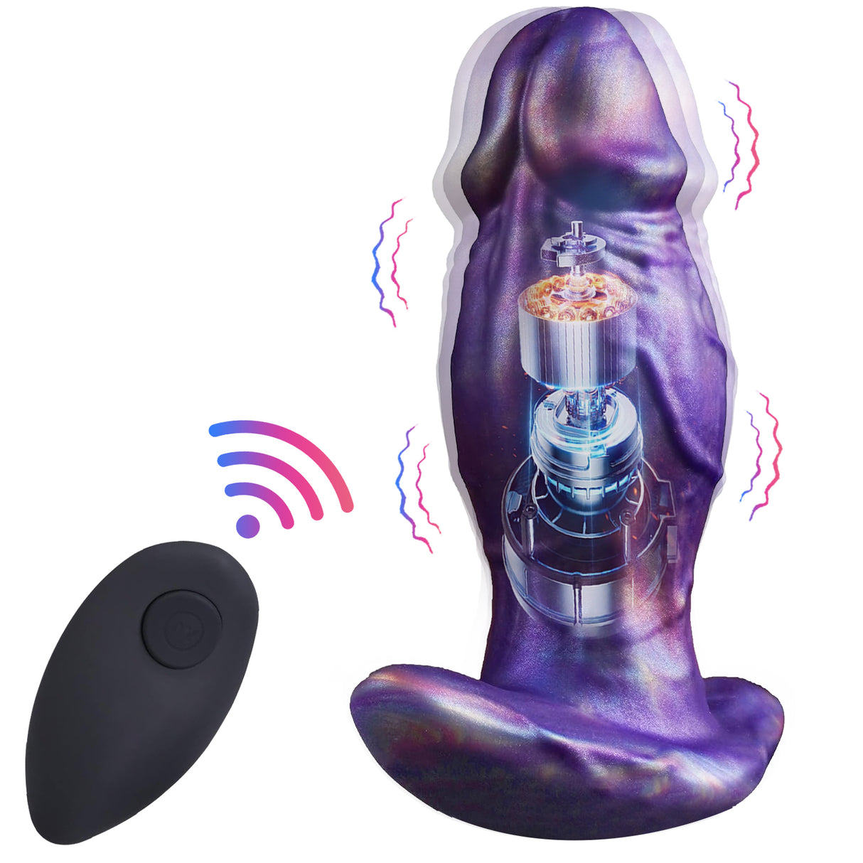 Realistic large vibrating butt plug with remote control for Men Women